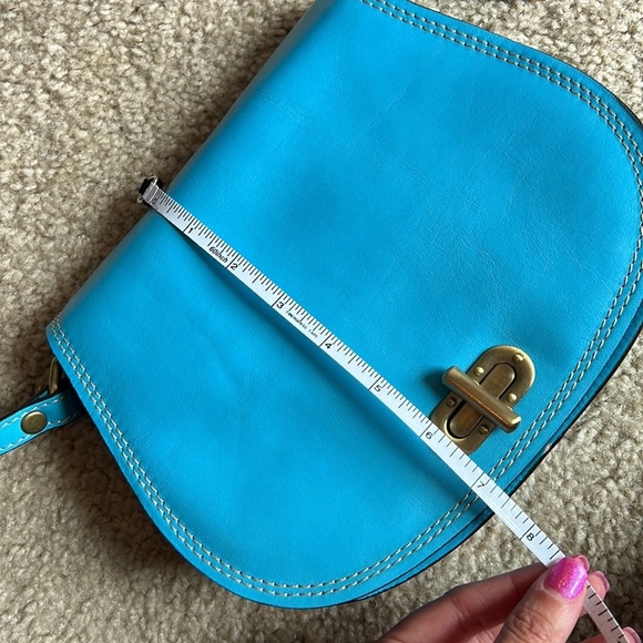 Made in Italy- Leather blue gold hardware crossbody handbag purse adjustable - Picture 15 of 15